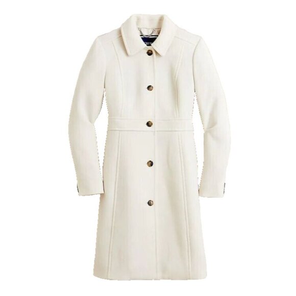 NWT J.Crew Classic Lady Day Coat in Vintage White Ivory Doublecloth Wool 16T